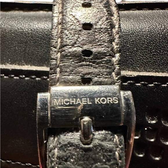 Michael Kors Tank Watch - Unisex.  Grey leather band. - Picture 3 of 6